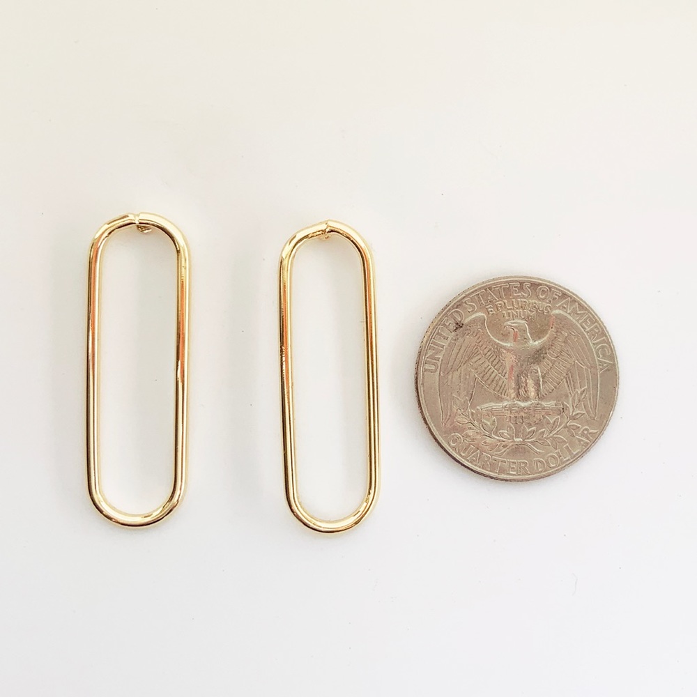 GOLD  OVAL EAR STUDS EARRINGS 14k Gold Filled - Picture 4 of 6